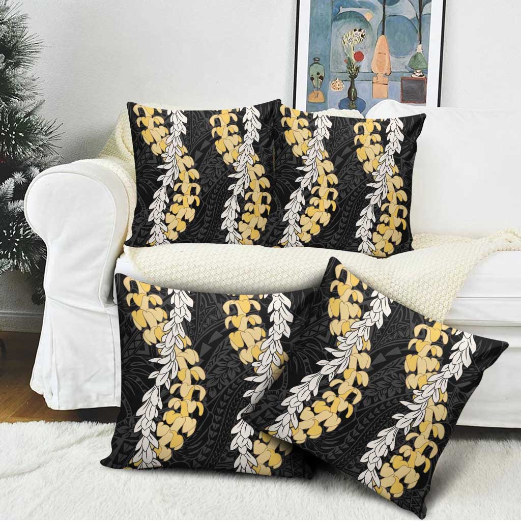 Puakenikeni and Maile Lei Pillow Cover Black Double Strand Lei LT9 - Polynesian Pride