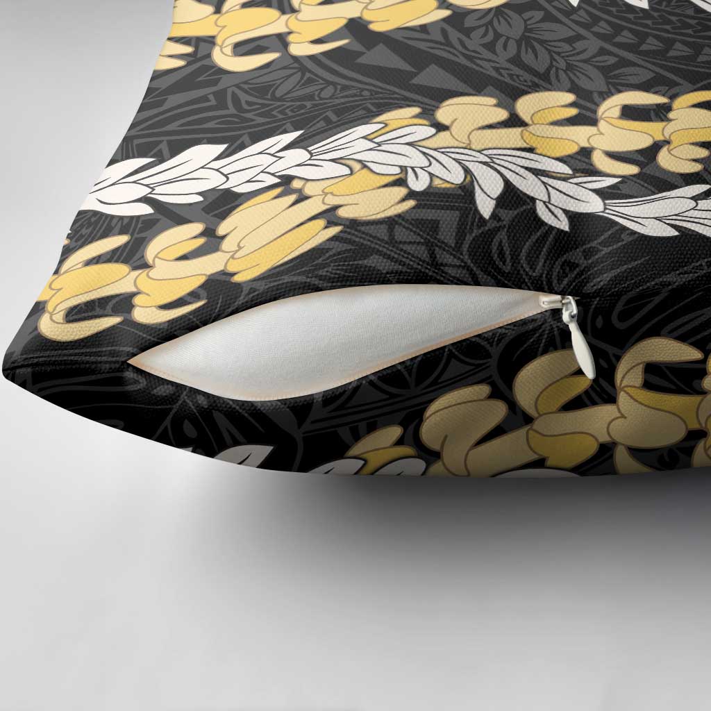 Puakenikeni and Maile Lei Pillow Cover Black Double Strand Lei LT9 - Polynesian Pride