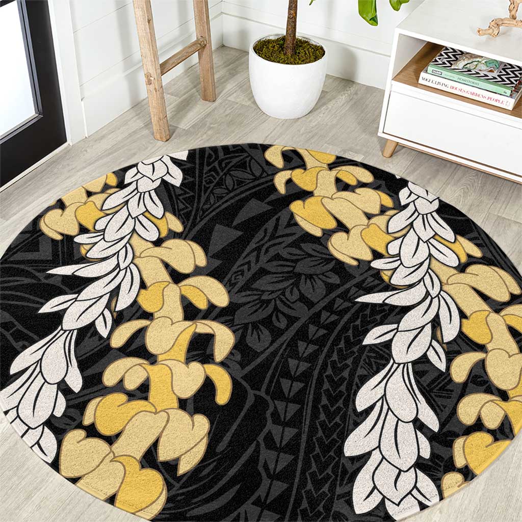 Puakenikeni and Maile Lei Round Carpet Black Double Strand Lei LT9 Black - Polynesian Pride