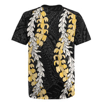 Puakenikeni and Maile Lei Rugby Jersey Black Double Strand Lei LT9 - Polynesian Pride