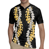 Puakenikeni and Maile Lei Rugby Jersey Black Double Strand Lei LT9 - Polynesian Pride