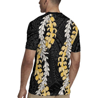 Puakenikeni and Maile Lei Rugby Jersey Black Double Strand Lei LT9 - Polynesian Pride