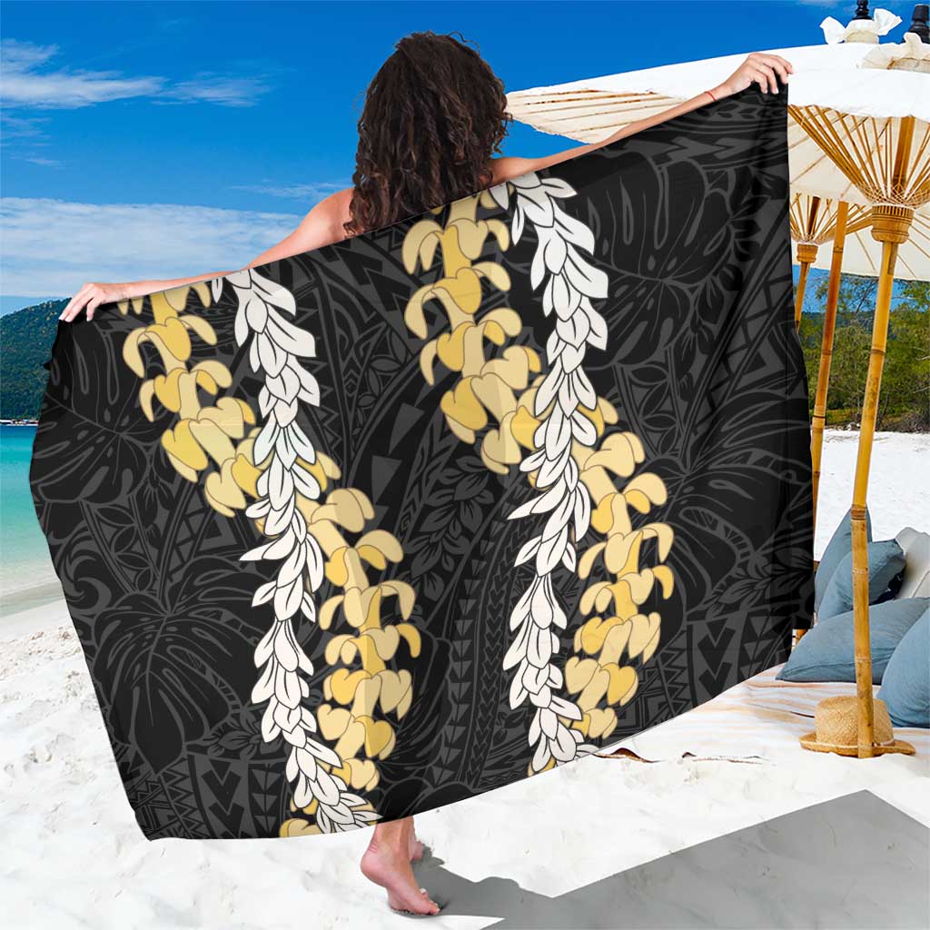 Puakenikeni and Maile Lei Sarong Black Double Strand Lei LT9 One Size 44 x 66 inches Black - Polynesian Pride