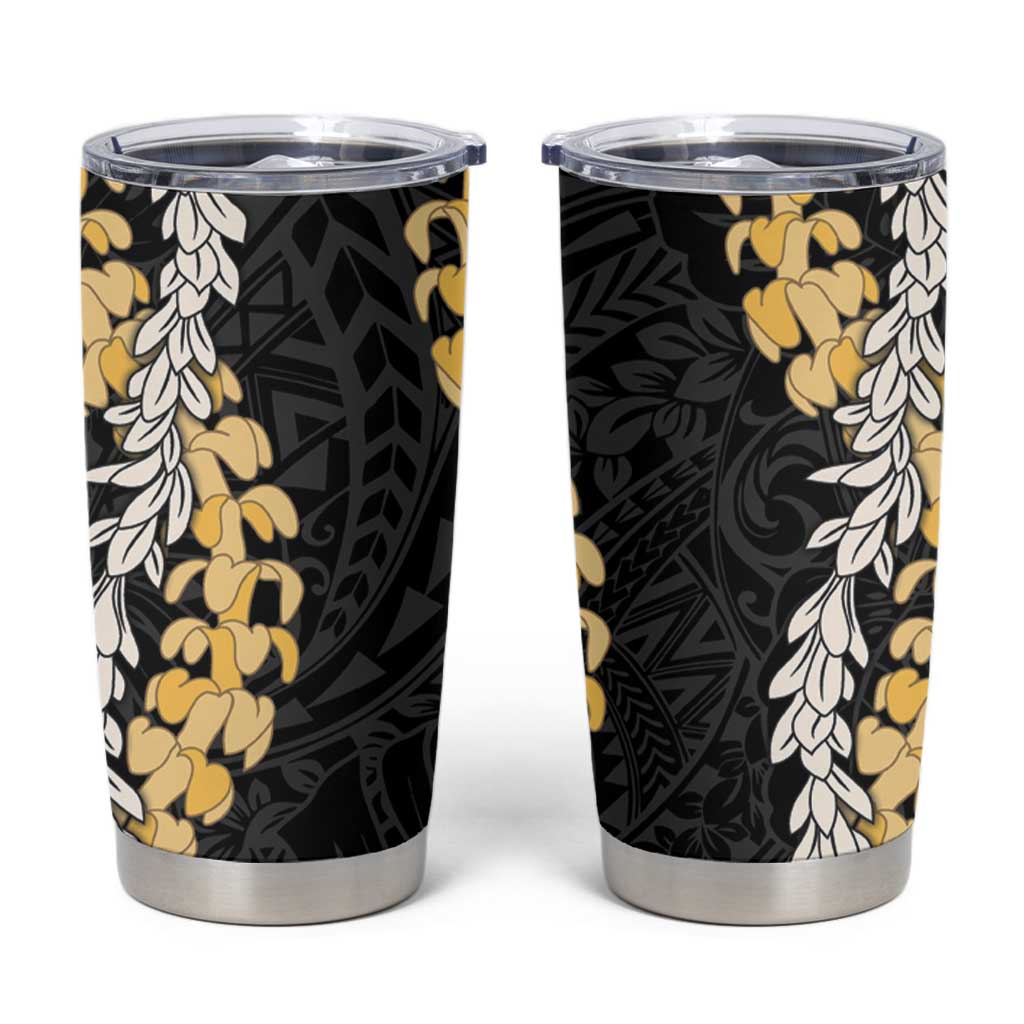 Puakenikeni and Maile Lei Tumbler Cup Black Double Strand Lei LT9 Black - Polynesian Pride