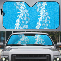 Puakenikeni and Maile Lei Auto Sun Shade Blue Double Strand Lei LT9 Blue - Polynesian Pride