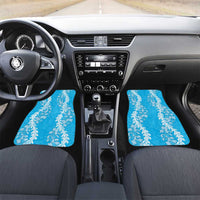 Puakenikeni and Maile Lei Car Mats Blue Double Strand Lei LT9 Set 2pcs - Front Blue - Polynesian Pride