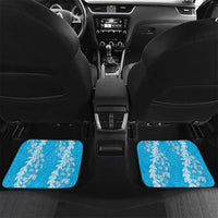 Puakenikeni and Maile Lei Car Mats Blue Double Strand Lei LT9 Set 2pcs - Back Blue - Polynesian Pride