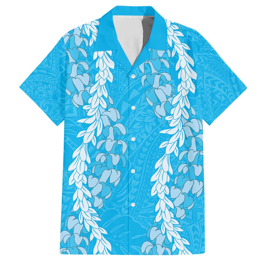 Puakenikeni and Maile Lei Hawaiian Shirt Blue Double Strand Lei LT9 Blue - Polynesian Pride