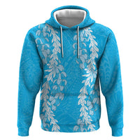 Puakenikeni and Maile Lei Hoodie Blue Double Strand Lei LT9 Pullover Hoodie Blue - Polynesian Pride