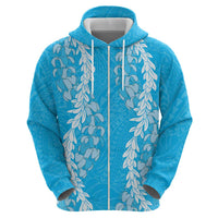 Puakenikeni and Maile Lei Hoodie Blue Double Strand Lei LT9 - Polynesian Pride
