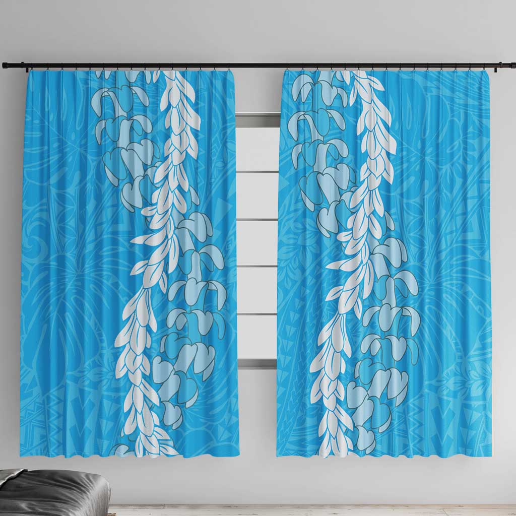Puakenikeni and Maile Lei Window Curtain Blue Double Strand Lei LT9 With Hooks Blue - Polynesian Pride
