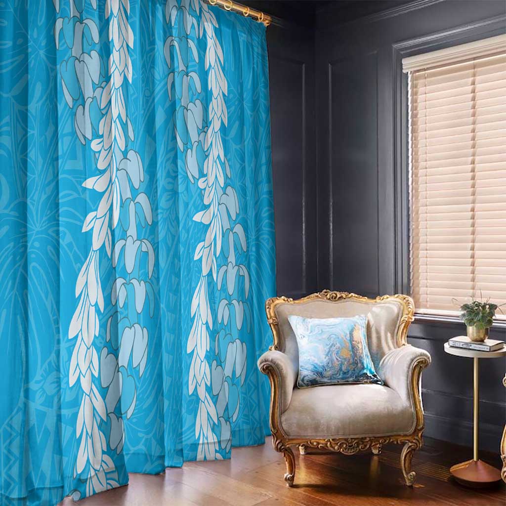 Puakenikeni and Maile Lei Window Curtain Blue Double Strand Lei LT9 - Polynesian Pride