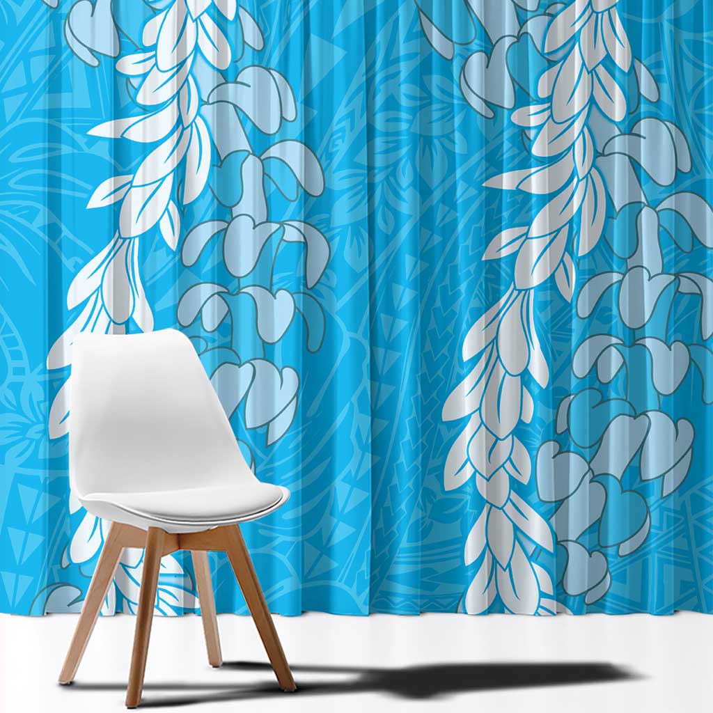 Puakenikeni and Maile Lei Window Curtain Blue Double Strand Lei LT9 - Polynesian Pride