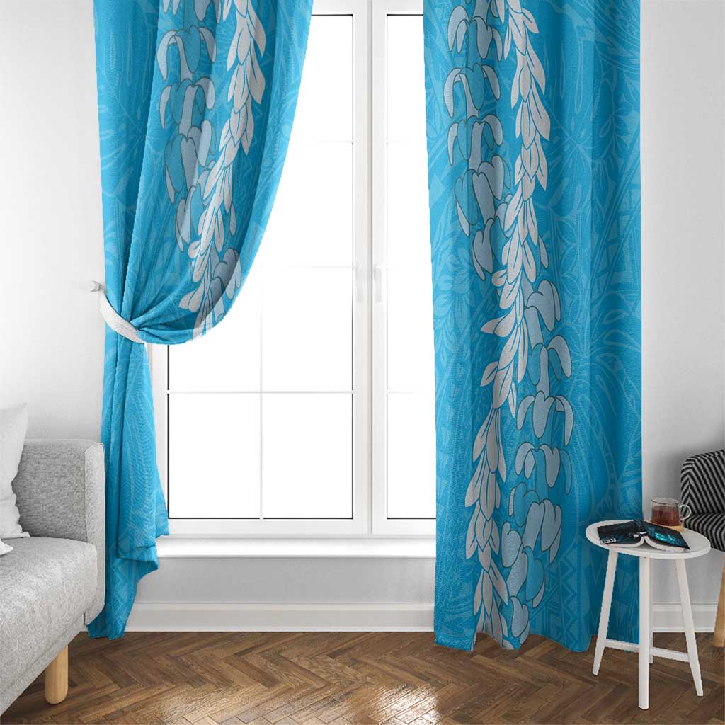Puakenikeni and Maile Lei Window Curtain Blue Double Strand Lei LT9 - Polynesian Pride