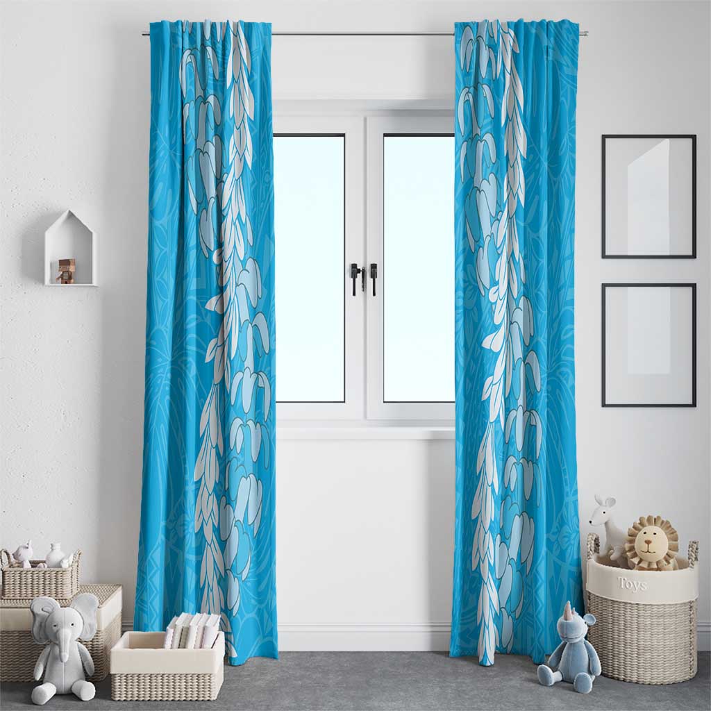 Puakenikeni and Maile Lei Window Curtain Blue Double Strand Lei LT9 - Polynesian Pride