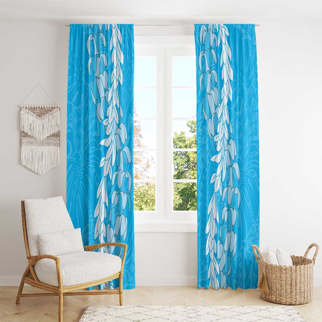 Puakenikeni and Maile Lei Window Curtain Blue Double Strand Lei LT9 - Polynesian Pride