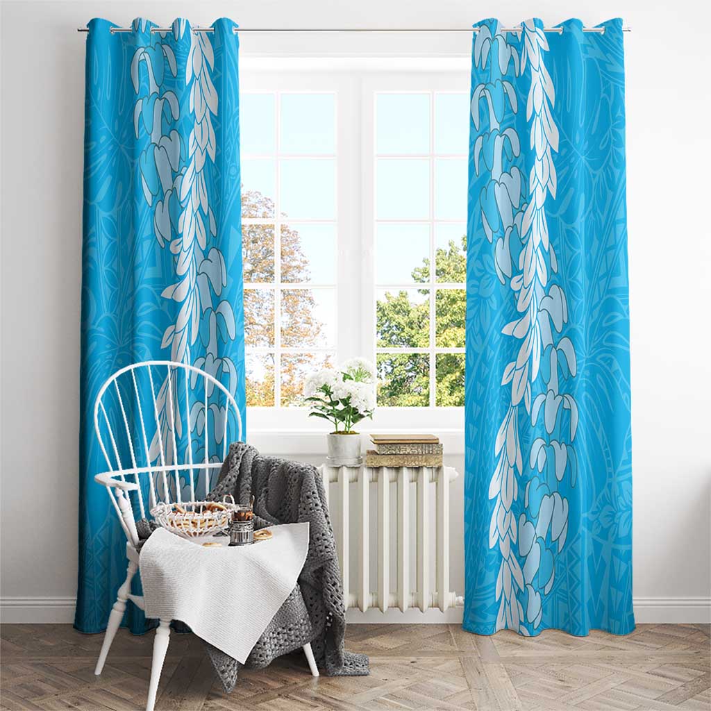 Puakenikeni and Maile Lei Window Curtain Blue Double Strand Lei LT9 - Polynesian Pride
