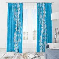 Puakenikeni and Maile Lei Window Curtain Blue Double Strand Lei LT9 - Polynesian Pride