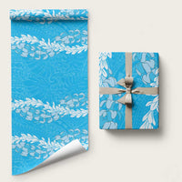 Puakenikeni and Maile Lei Wrapping Paper Blue Double Strand Lei LT9 58" × 23" Blue - Polynesian Pride