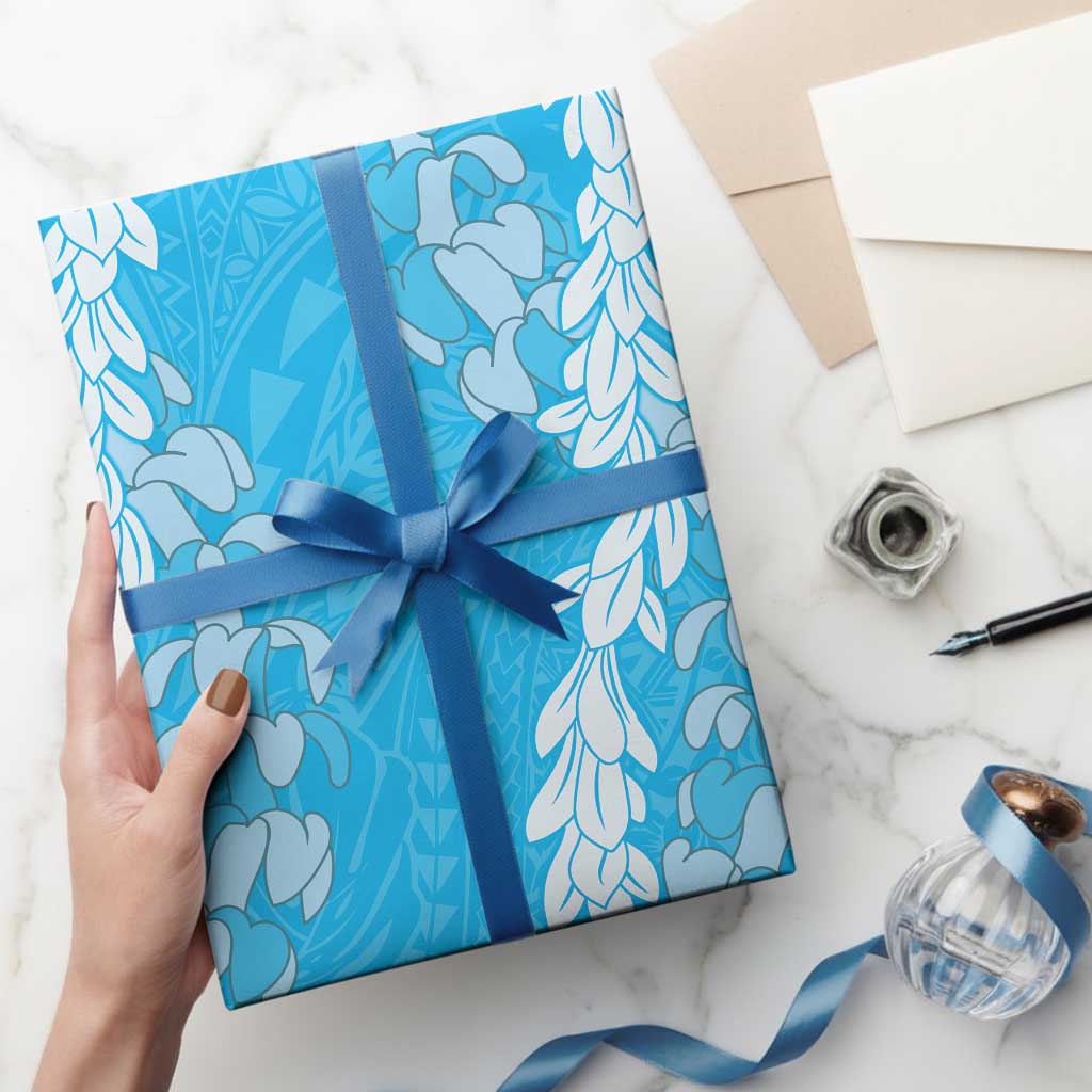 Puakenikeni and Maile Lei Wrapping Paper Blue Double Strand Lei LT9 - Polynesian Pride