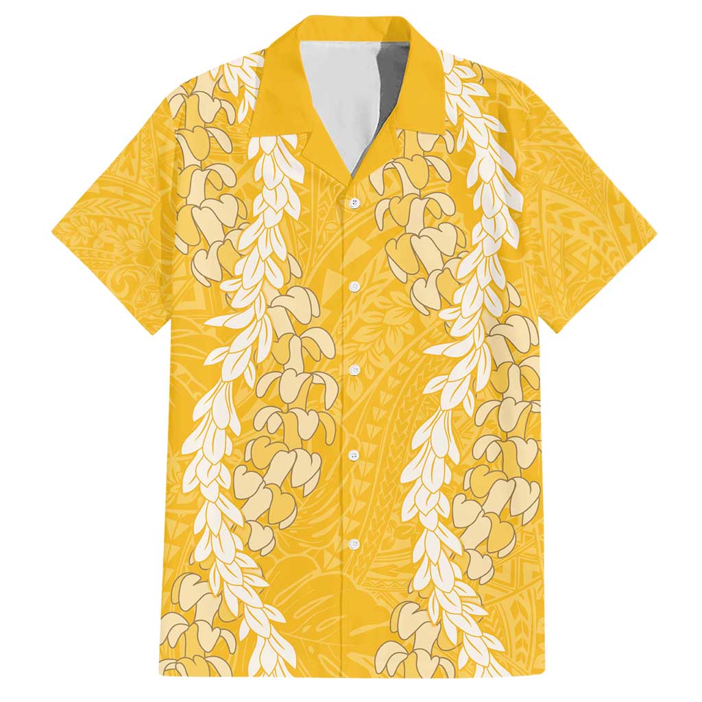 Puakenikeni and Maile Lei Hawaiian Shirt Gold Double Strand Lei LT9 Gold - Polynesian Pride