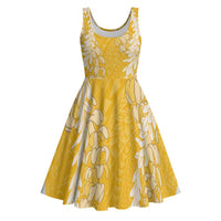 Puakenikeni and Maile Lei Midi Dress Gold Double Strand Lei LT9 Gold - Polynesian Pride