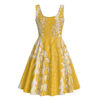 Puakenikeni and Maile Lei Midi Dress Gold Double Strand Lei LT9 - Polynesian Pride