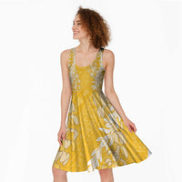 Puakenikeni and Maile Lei Midi Dress Gold Double Strand Lei LT9 - Polynesian Pride