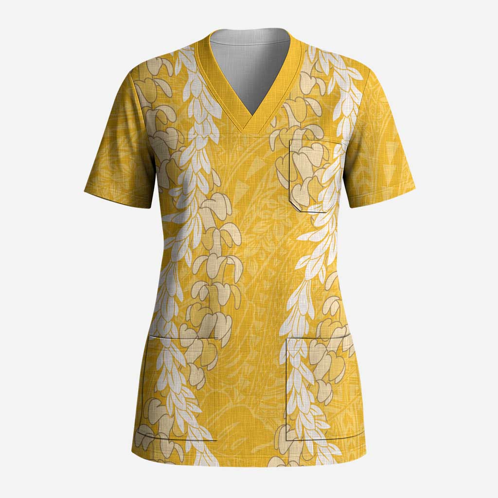 Puakenikeni and Maile Lei Scrub Top Gold Double Strand Lei LT9 Adult Gold - Polynesian Pride