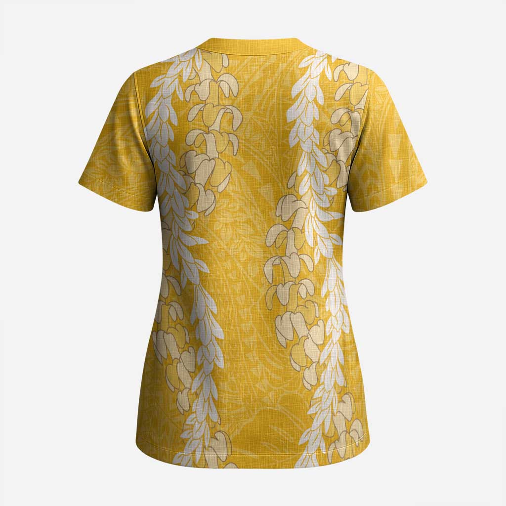 Puakenikeni and Maile Lei Scrub Top Gold Double Strand Lei LT9 - Polynesian Pride