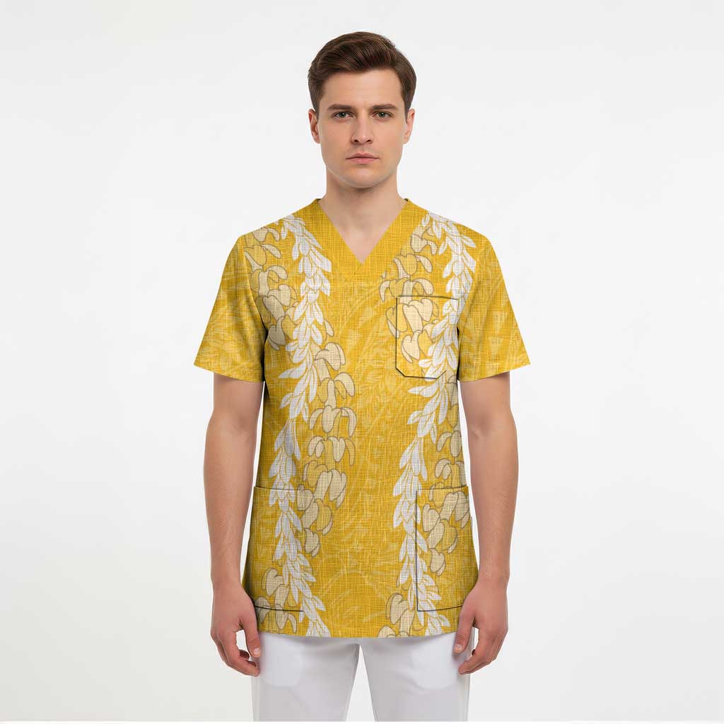Puakenikeni and Maile Lei Scrub Top Gold Double Strand Lei LT9 - Polynesian Pride