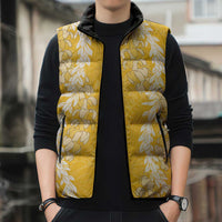 Puakenikeni and Maile Lei Sleeveless Puffer Jacket Gold Double Strand Lei LT9 - Polynesian Pride