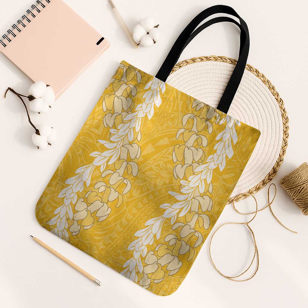 Puakenikeni and Maile Lei Tote Bag Gold Double Strand Lei LT9 Black Strap One Size Gold - Polynesian Pride