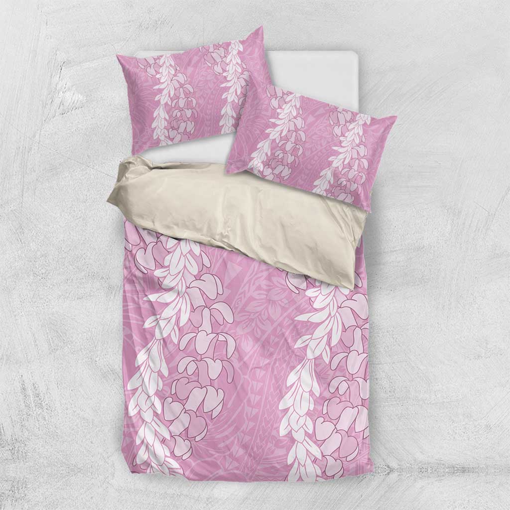 Puakenikeni and Maile Lei Bedding Set Pink Double Strand Lei LT9 US Twin 172cm x 218cm Pink - Polynesian Pride