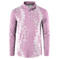 Puakenikeni and Maile Lei Button Sweatshirt Pink Double Strand Lei LT9 Pink - Polynesian Pride