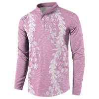 Puakenikeni and Maile Lei Button Sweatshirt Pink Double Strand Lei LT9 - Polynesian Pride