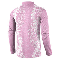Puakenikeni and Maile Lei Button Sweatshirt Pink Double Strand Lei LT9 - Polynesian Pride
