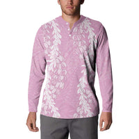 Puakenikeni and Maile Lei Button Sweatshirt Pink Double Strand Lei LT9 - Polynesian Pride