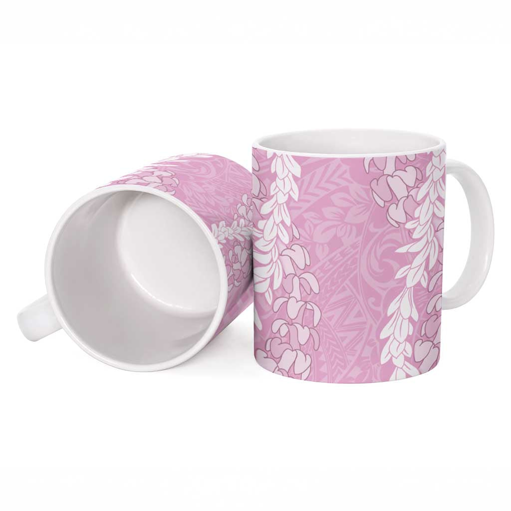 Puakenikeni and Maile Lei Ceramic Mug Pink Double Strand Lei LT9 - Polynesian Pride