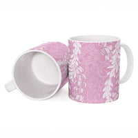 Puakenikeni and Maile Lei Ceramic Mug Pink Double Strand Lei LT9 - Polynesian Pride