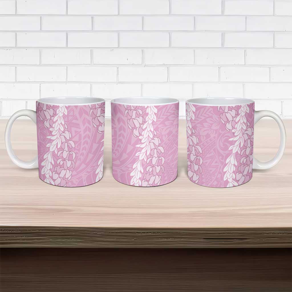 Puakenikeni and Maile Lei Ceramic Mug Pink Double Strand Lei LT9 - Polynesian Pride