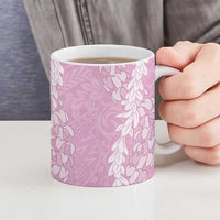 Puakenikeni and Maile Lei Ceramic Mug Pink Double Strand Lei LT9 - Polynesian Pride
