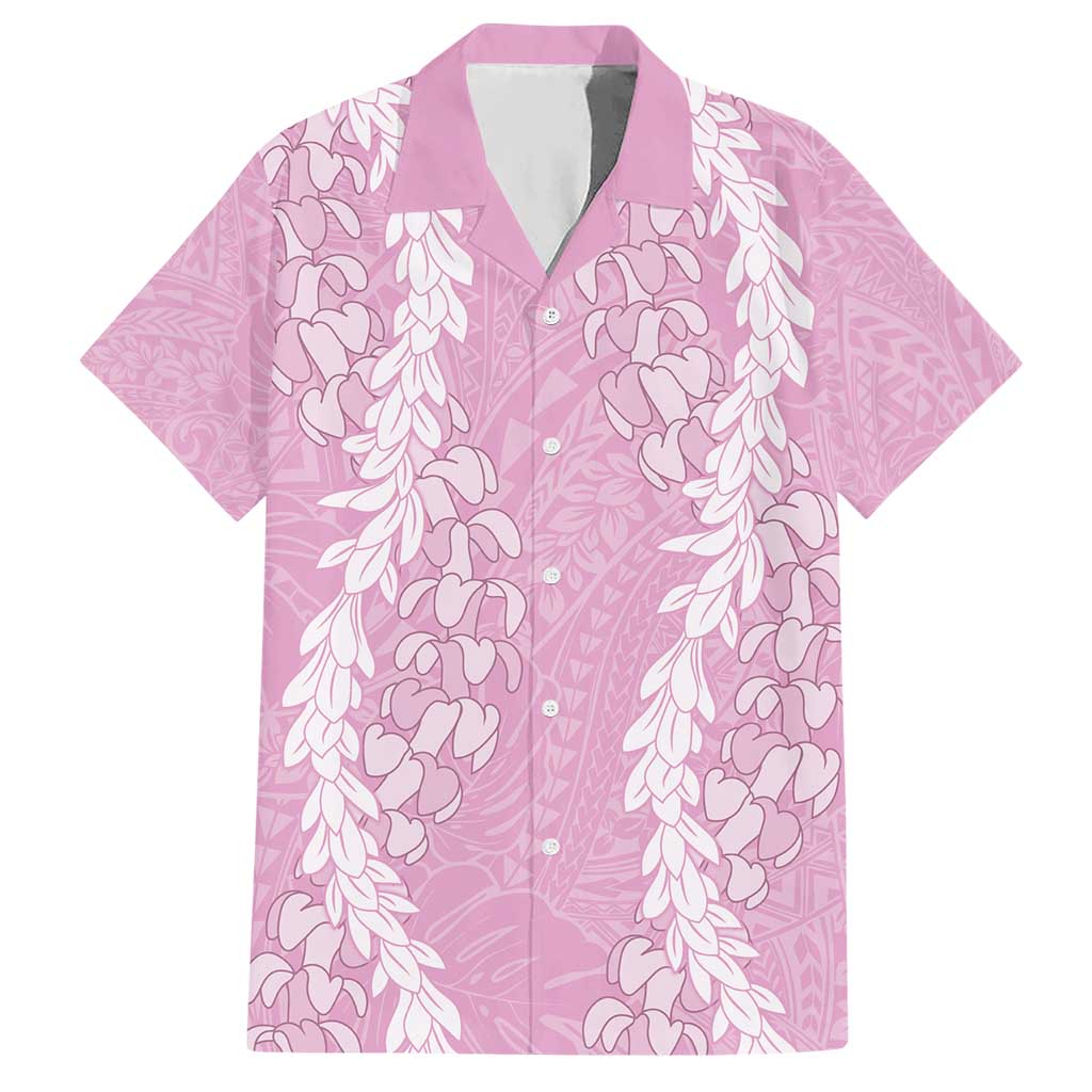Puakenikeni and Maile Lei Hawaiian Shirt Pink Double Strand Lei LT9 Pink - Polynesian Pride