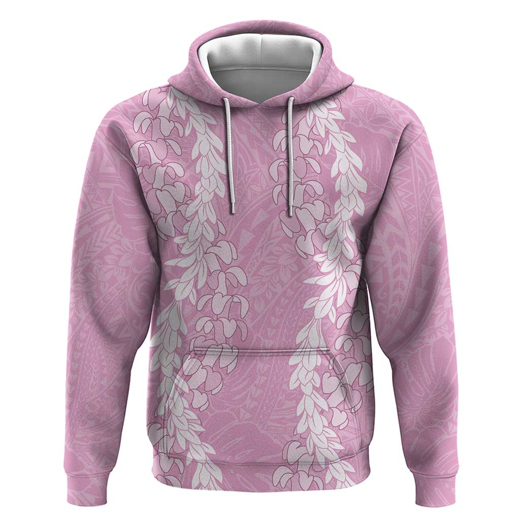 Puakenikeni and Maile Lei Hoodie Pink Double Strand Lei LT9 Pullover Hoodie Pink - Polynesian Pride