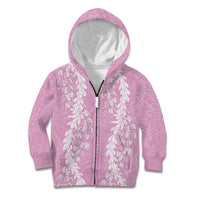 Puakenikeni and Maile Lei Kid Hoodie Pink Double Strand Lei LT9 Zip Hoodie Pink - Polynesian Pride