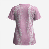 Puakenikeni and Maile Lei Scrub Top Pink Double Strand Lei LT9 - Polynesian Pride