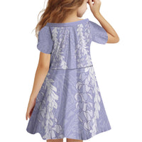 Puakenikeni and Maile Lei Kid Short Sleeve Dress Purple Double Strand Lei LT9 - Polynesian Pride