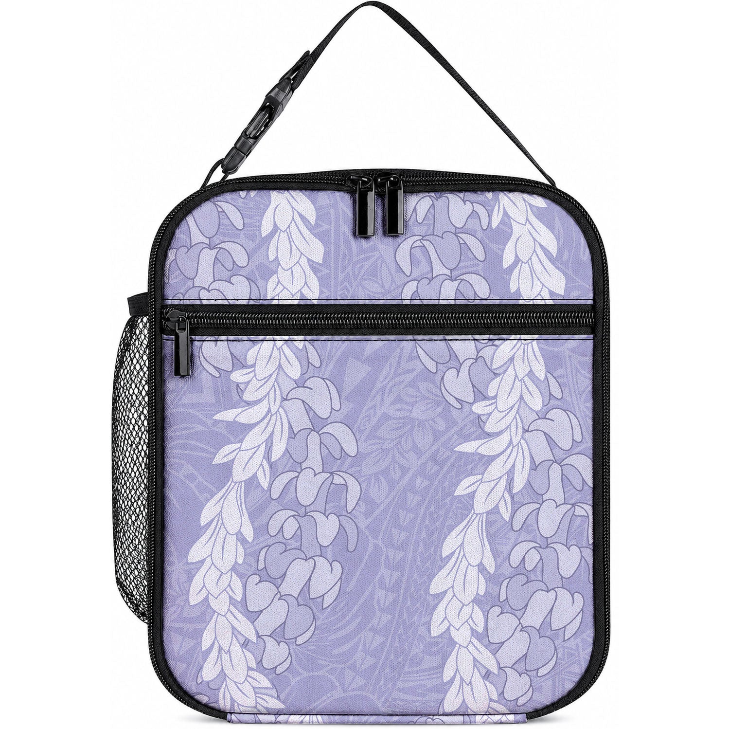 Puakenikeni and Maile Lei Lunch Bag Purple Double Strand Lei