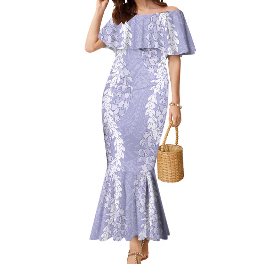Puakenikeni and Maile Lei Mermaid Dress Purple Double Strand Lei LT9 Women Purple - Polynesian Pride