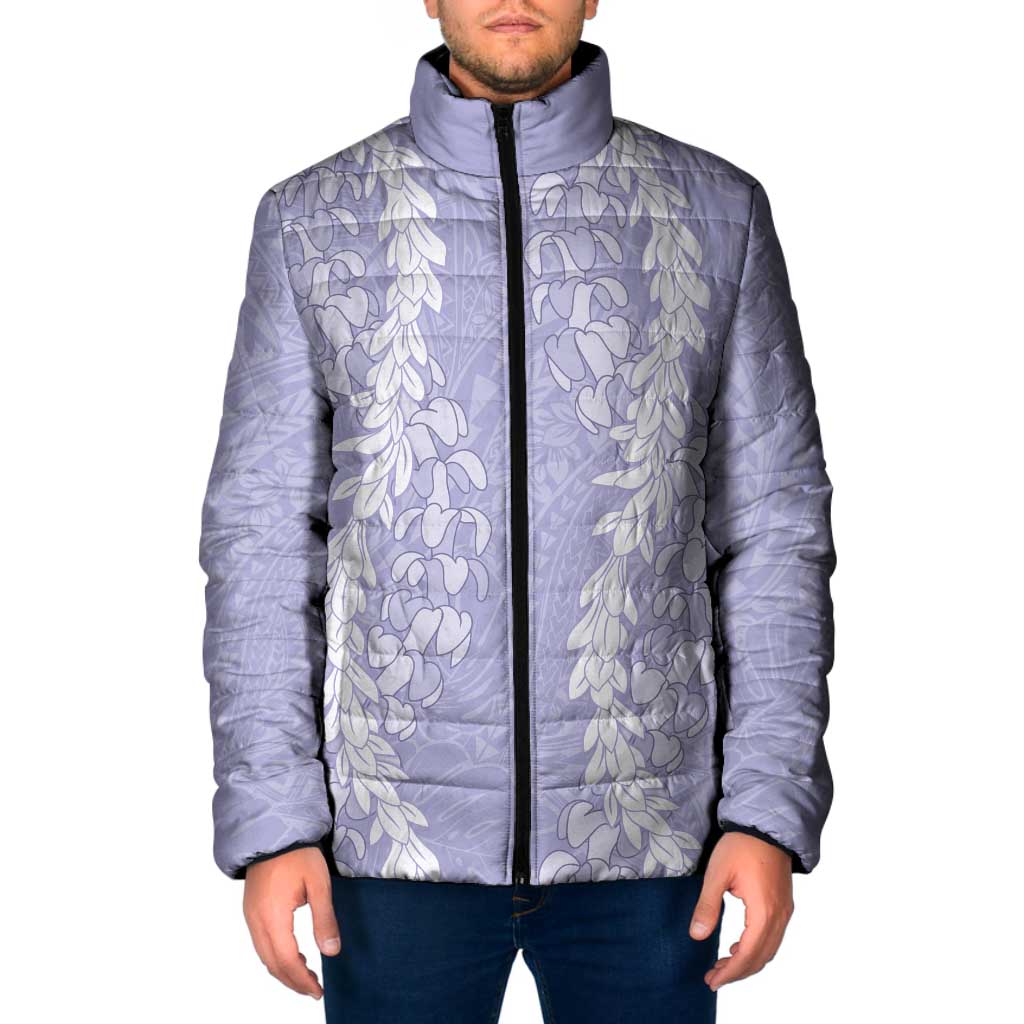 Puakenikeni and Maile Lei Padded Jacket Purple Double Strand Lei LT9 Men Purple - Polynesian Pride